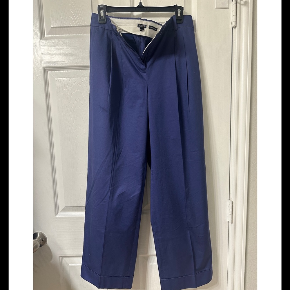 J. Crew Wide-Leg Trousers in Deep Blue